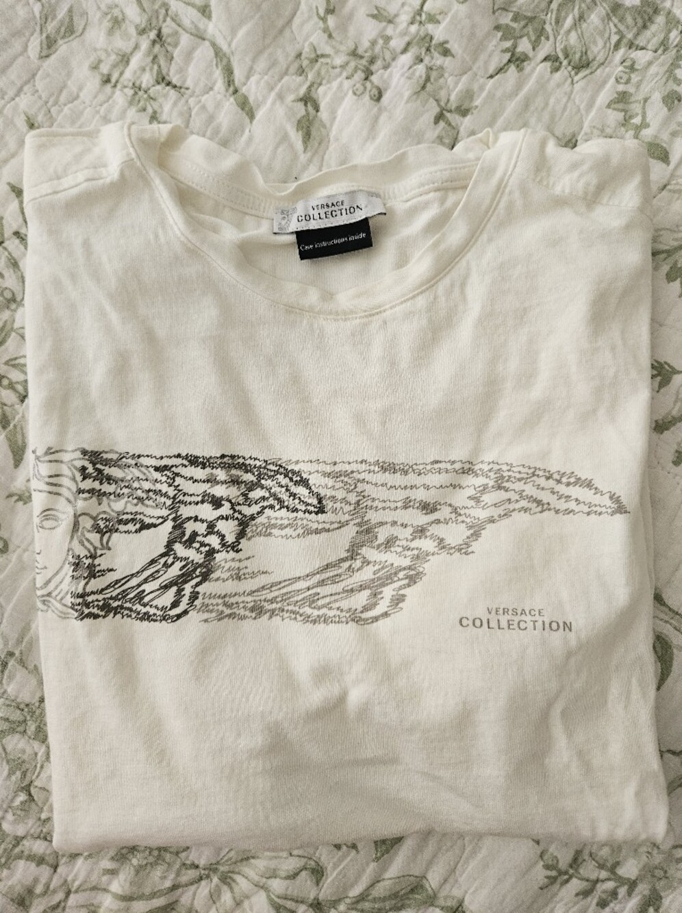 Versace Collection Cream Graphic Logo Tee